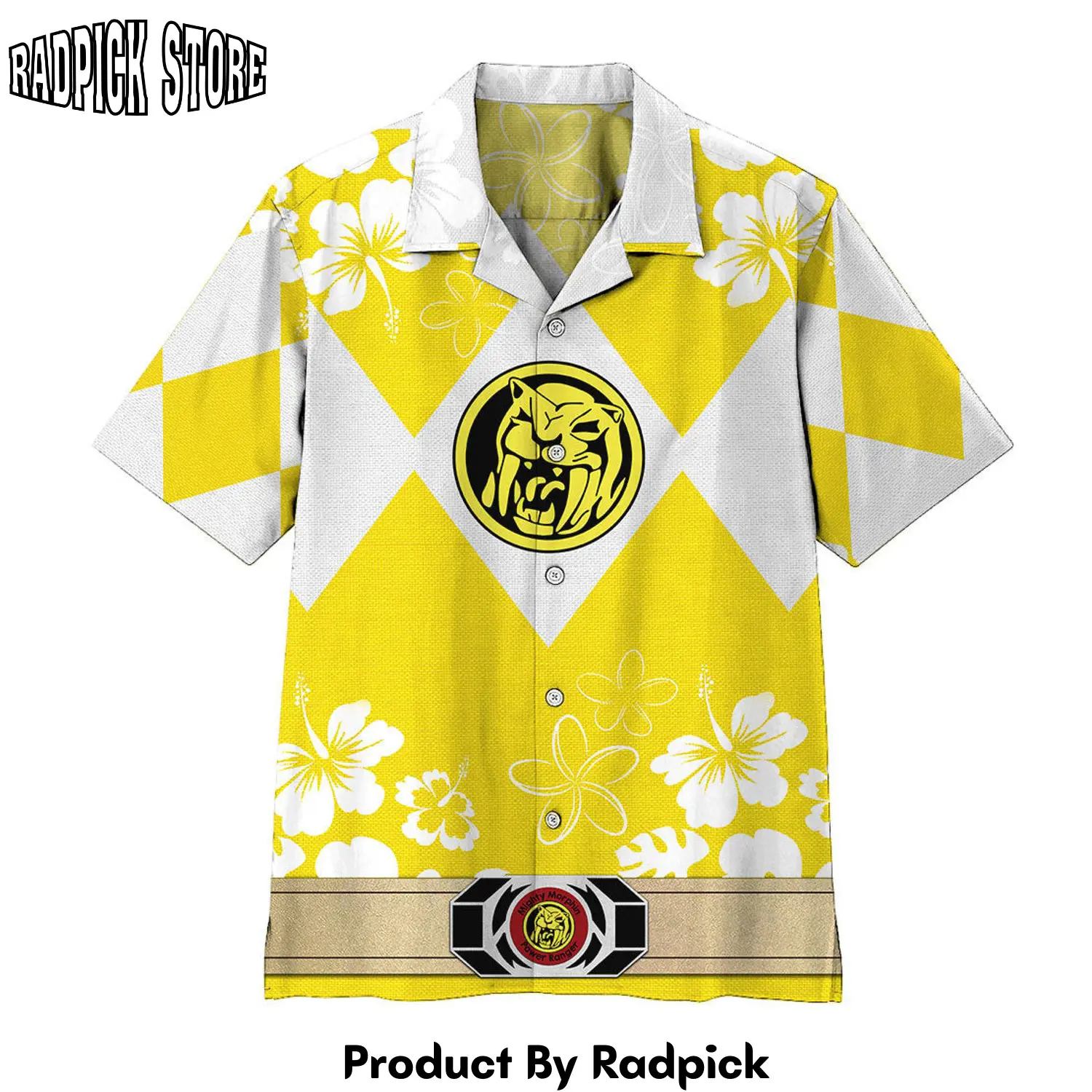Radpick 3d mighty morphin power ranger yellow hawaii shirt trl rp292539